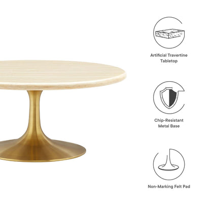 Lippa 36" Round Faux Travertine Coffee Table by Modway