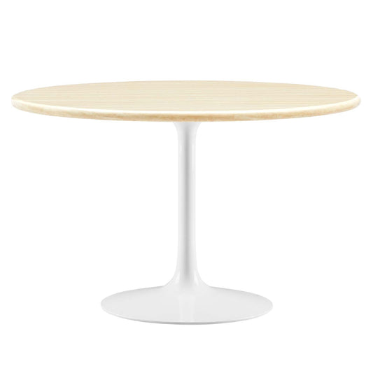 Lippa 48" Round Faux Travertine Dining Table by Modway