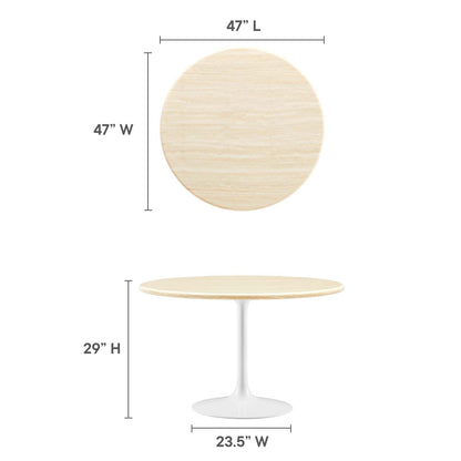 Lippa 48" Round Faux Travertine Dining Table by Modway