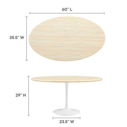Lippa 60" Oval Faux Travertine Dining Table by Modway