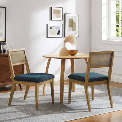 Nimba Faux Rattan Fabric Dining Chairs Set of 2 by Modway