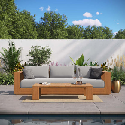 Tahoe 2-Piece Outdoor Patio Acacia Wood Sofa and Coffee Table Set by Modway