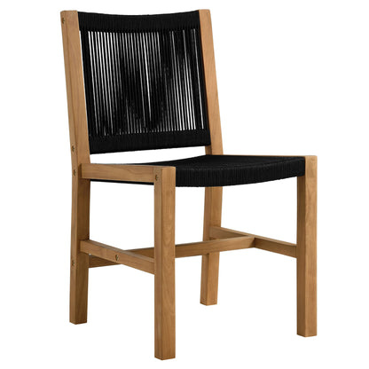 Vienna 5-Piece Outdoor Patio Teak and Rope Dining Set with Armless Chairs by Modway