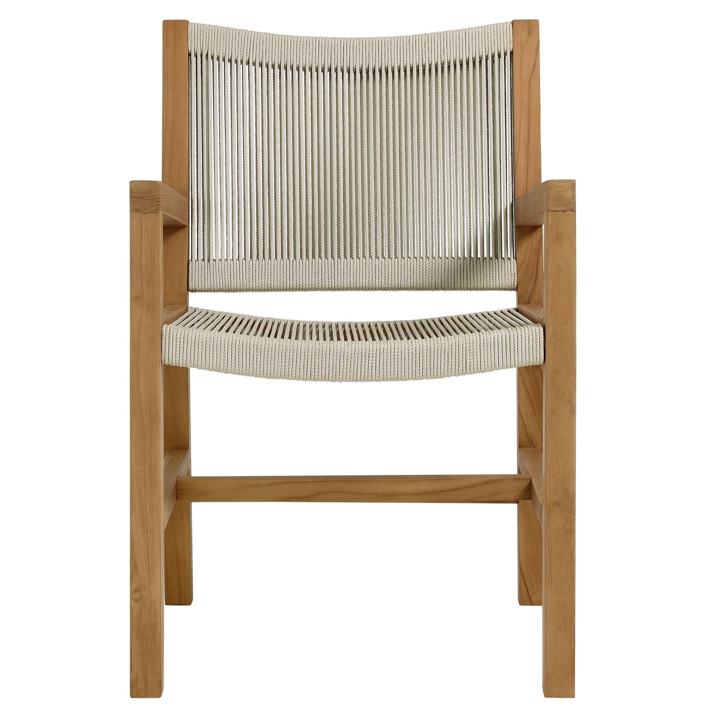 Vienna 3-Piece Outdoor Patio Teak and Rope Armchairs with Folding Side Table by Modway