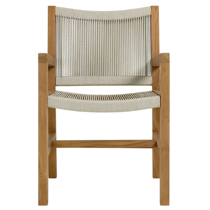 Vienna 7-Piece Outdoor Patio Teak and Rope Dining Set with Armchairs by Modway