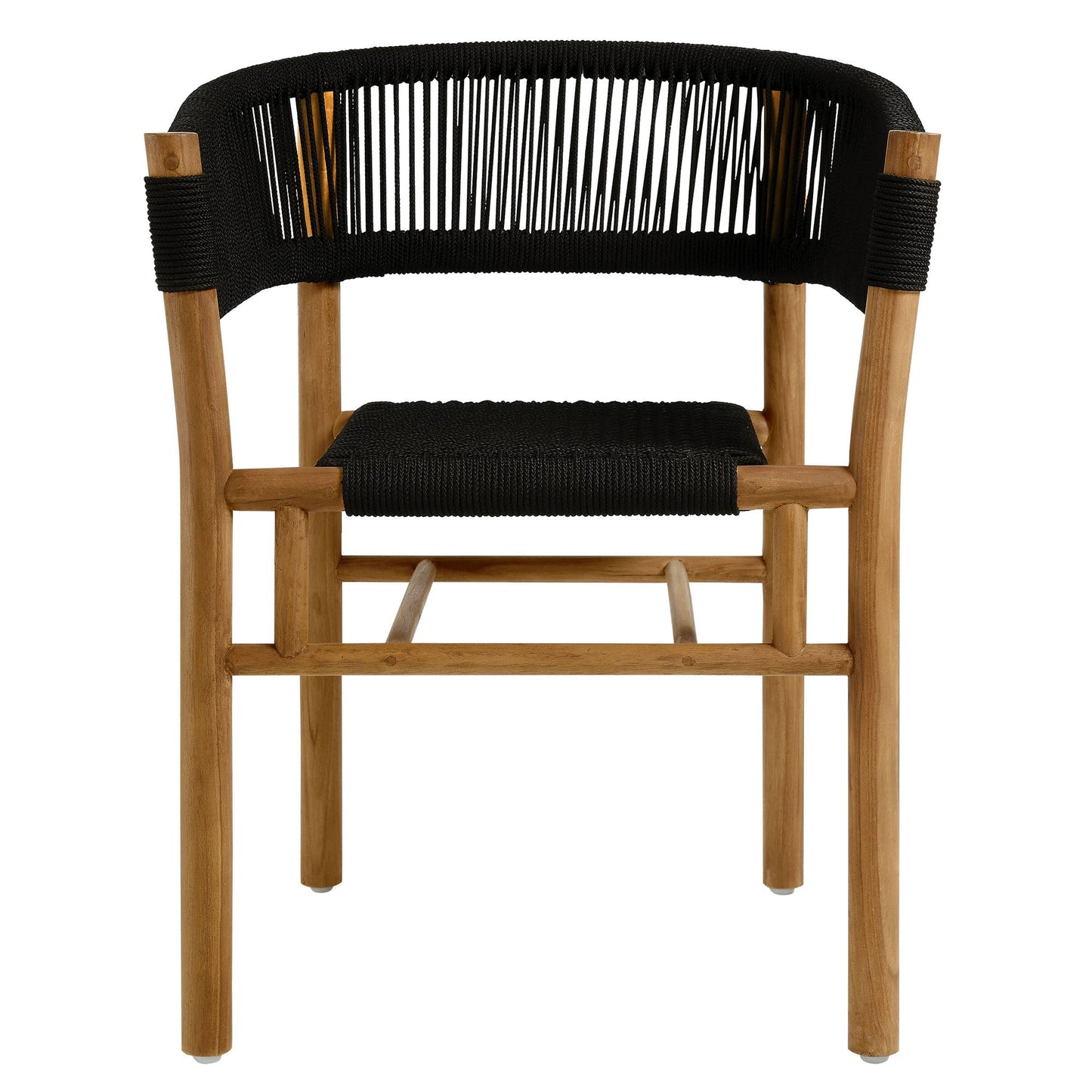 Vienna 5-Piece Outdoor Patio Teak and Rope Dining Set with Curved-Back Armchairs by Modway