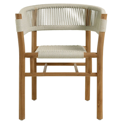 Vienna 5-Piece Outdoor Patio Teak and Rope Dining Set with Curved-Back Armchairs by Modway