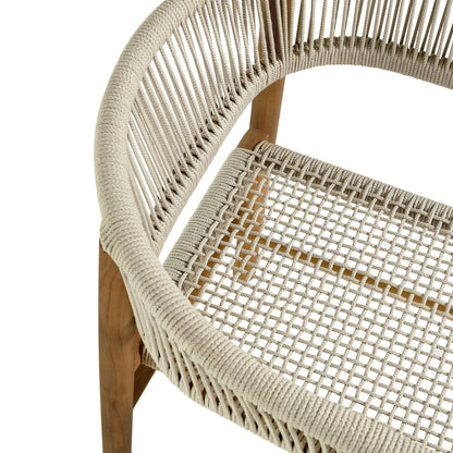 Vienna Outdoor Patio Teak and Rope Curved-Back Dining Armchairs Set of 2 by Modway