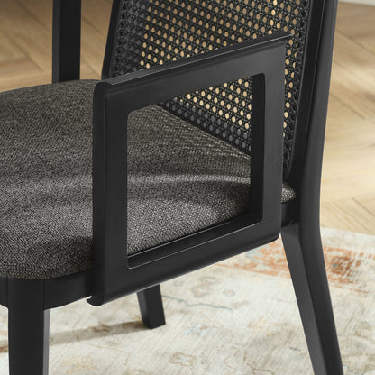 Monarch Wood and Rattan Dining Armchair by Modway