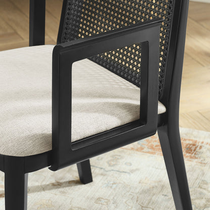 Monarch Wood and Rattan Dining Armchair by Modway