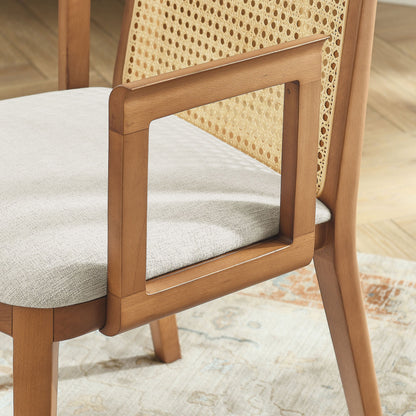 Monarch Wood and Rattan Dining Armchair by Modway