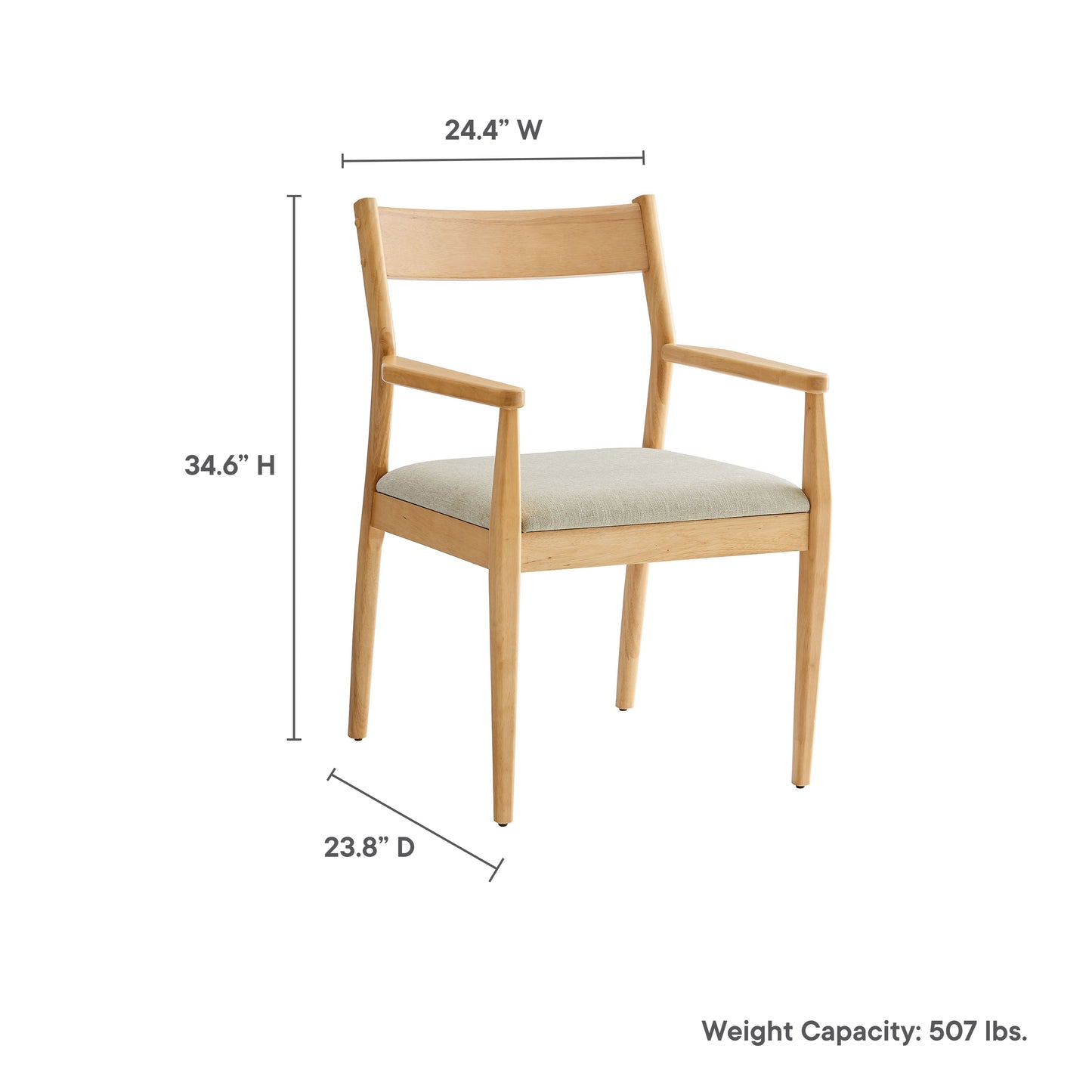 Solara Fabric Wood Dining Armchairs Set of 2 by Modway