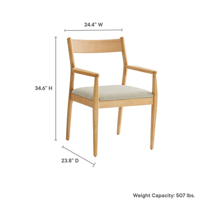 Solara 7-Piece Wood Dining Set with Fabric Upholstered Armchairs by Modway