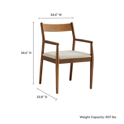 Solara Fabric Wood Dining Armchairs Set of 2 by Modway