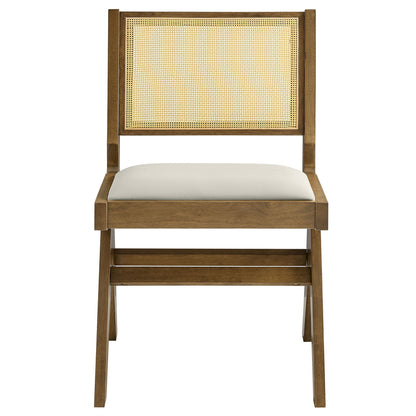 Thera Vegan Leather and Cane Dining Side Chairs Set of 2 by Modway