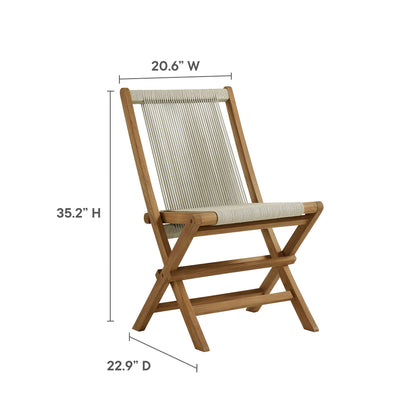 Vienna 5-Piece Outdoor Patio Teak Wood Dining Set with Rope Folding Chairs by Modway