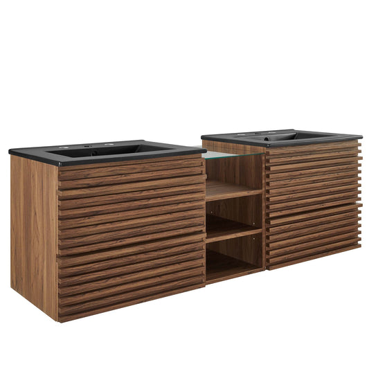 Render 62" Wall-Mount Double Sink Bathroom Vanity by Modway