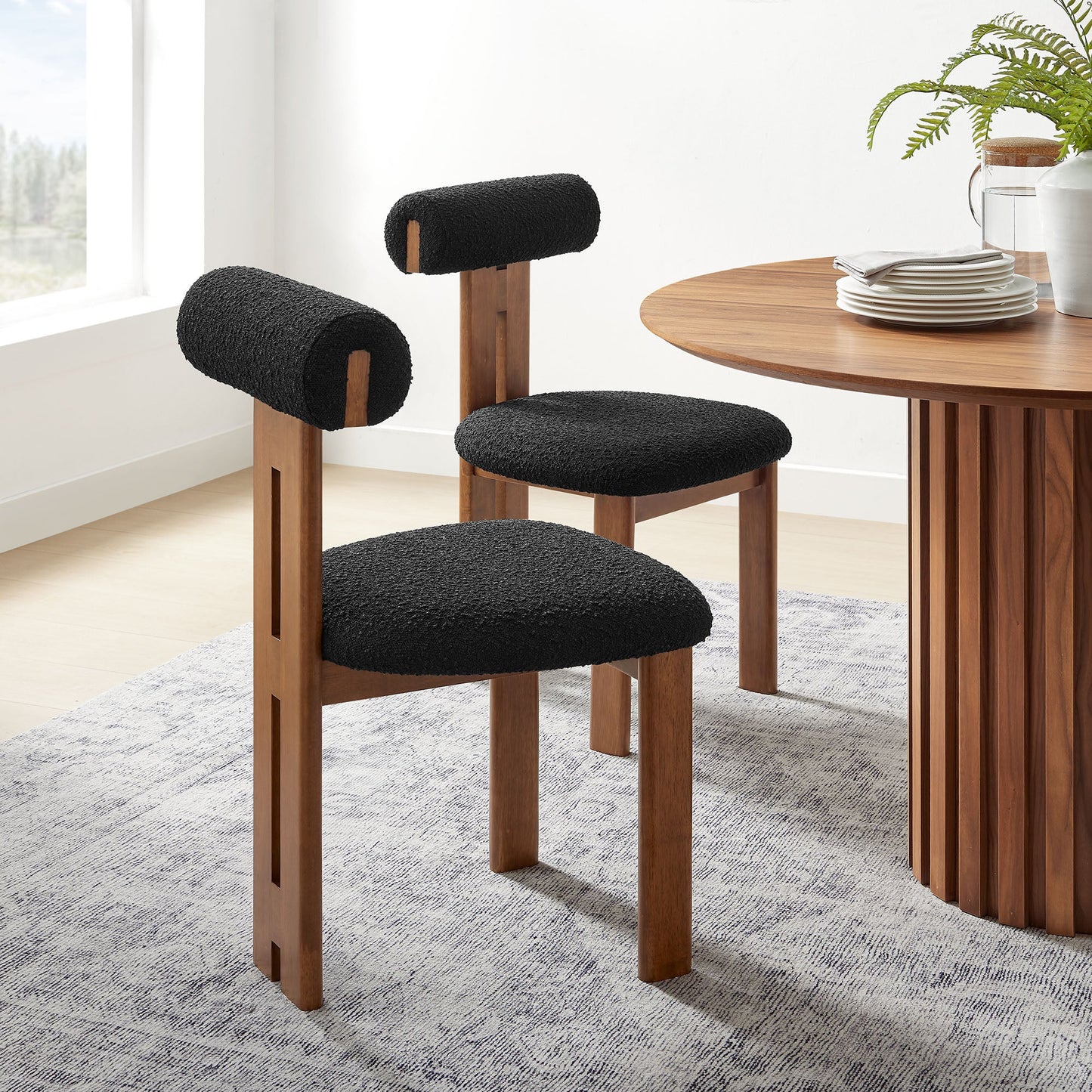 Torian Boucle Fabric Dining Chair Set of 2 by Modway
