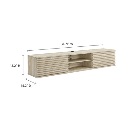 Render 70" Faux Travertine Wall-Mount Media Console TV Stand by Modway
