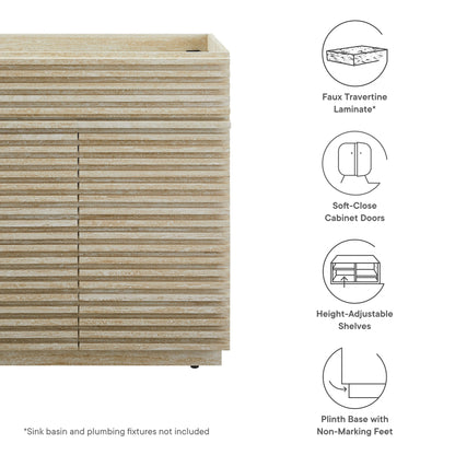 Render 30" Faux Travertine Bathroom Vanity Cabinet (Sink Not Included) by Modway