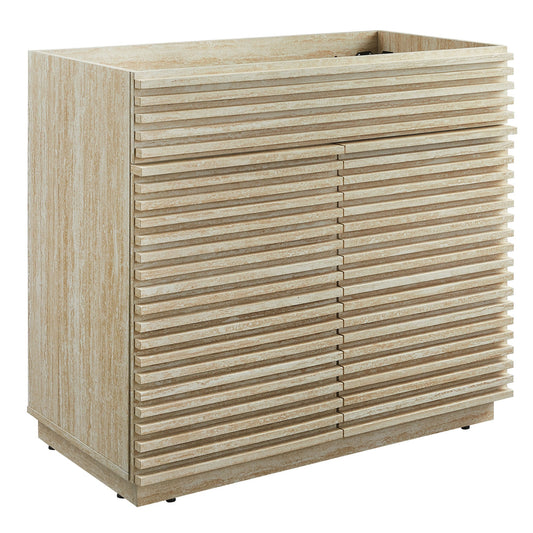 Render 36" Faux Travertine Bathroom Vanity Cabinet (Sink Not Included) by Modway