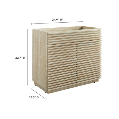 Render 36" Faux Travertine Bathroom Vanity Cabinet (Sink Not Included) by Modway