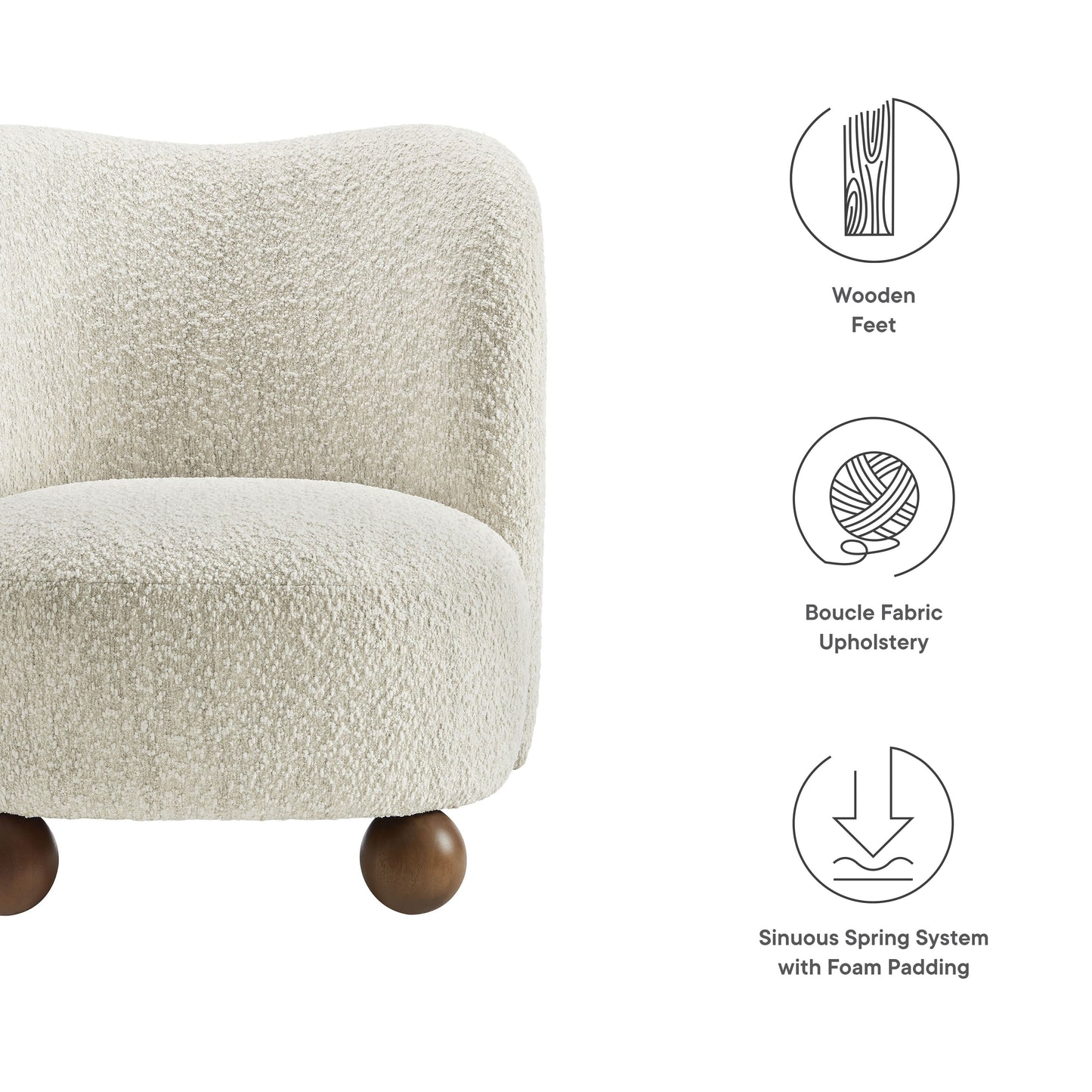 Monroe Boucle Fabric Accent Chair by Modway