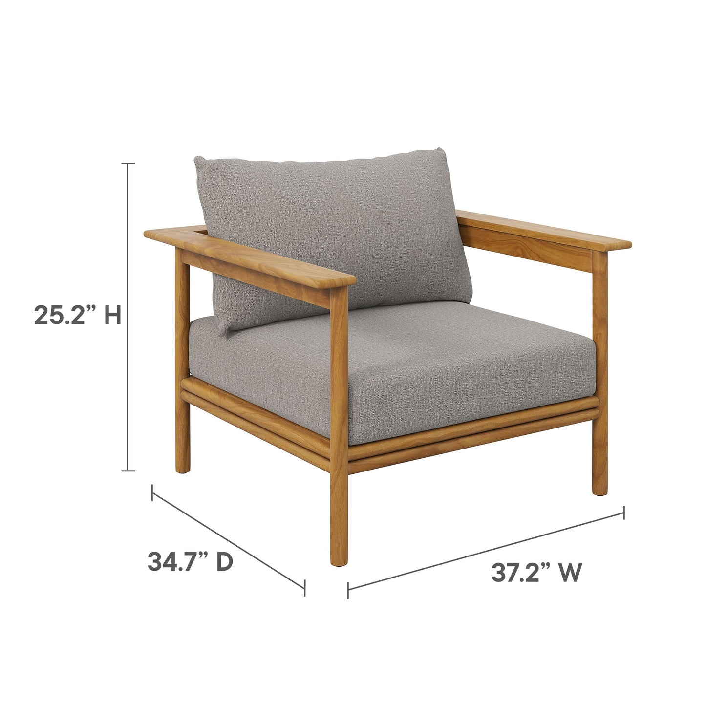 Wren Outdoor Patio Teak Wood Armchair and Ottoman Set by Modway