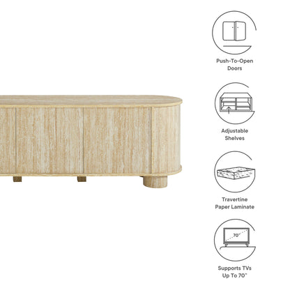 Overture 63Ó Oval Faux Travertine TV Stand by Modway