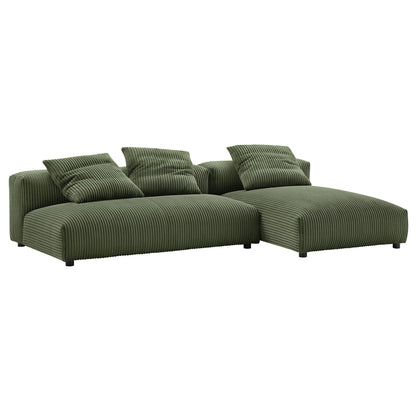 Solace 2-Piece Modular Corduroy Upholstered Sectional Sofa With Chaise by Modway