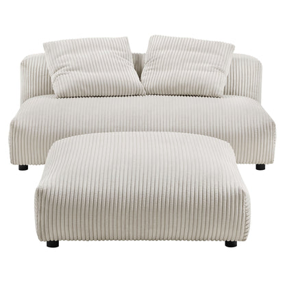 Solace Modular Corduroy Upholstered Armless Loveseat and Ottoman Set by Modway