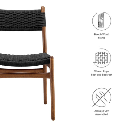 Wynn Rope and Wood Dining Side Chairs Set of 2 by Modway