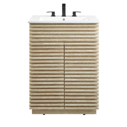 Render 24" Faux Travertine Bathroom Vanity With Sink by Modway