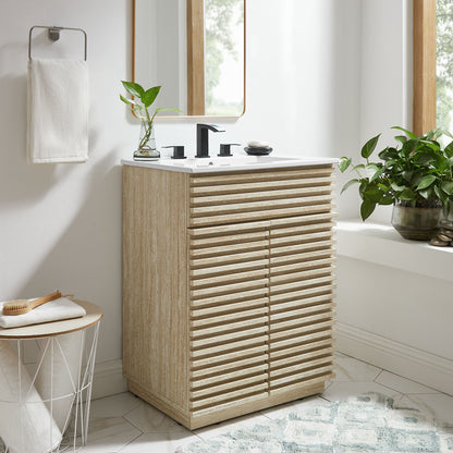 Render 24" Faux Travertine Bathroom Vanity With Sink by Modway