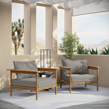 Wren Outdoor Patio Teak Wood Armchair Set of 2 by Modway