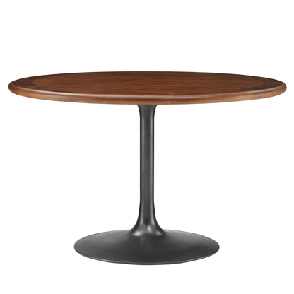 Lippa 48" Round Pedestal Solid Wood and Metal Dining Table by Modway