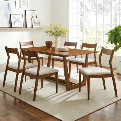 Solara 7-Piece Wood Dining Set with Fabric Upholstered Side Chairs by Modway