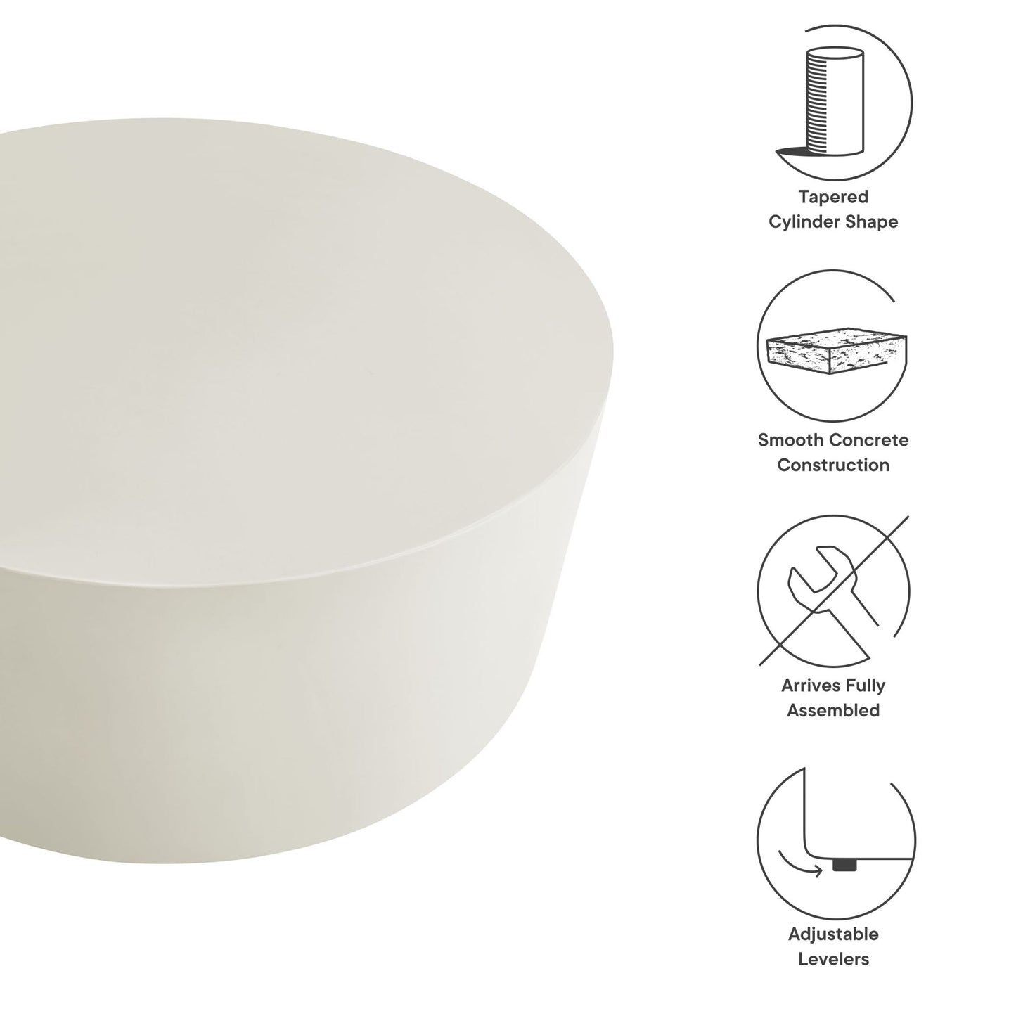 Brion Round Indoor - Outdoor Patio Concrete Coffee Table by Modway