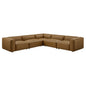 Auren 5-Piece Upholstered Vegan Leather Modular L-Shaped Sofa by Modway