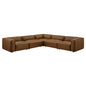 Auren 5-Piece Upholstered Vegan Leather Modular L-Shaped Sofa by Modway