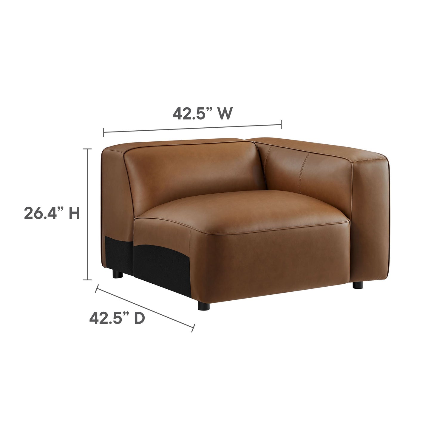Auren 5-Piece Upholstered Vegan Leather Modular L-Shaped Sofa by Modway