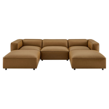 Auren 5-Piece Upholstered Vegan Leather Modular U-Shaped Sofa by Modway