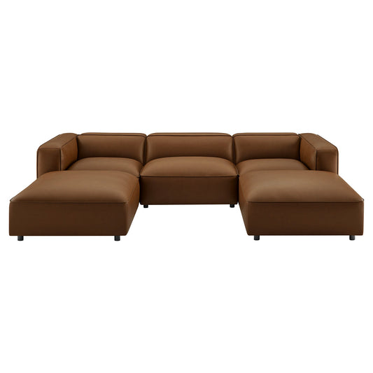 Auren 5-Piece Upholstered Vegan Leather Modular U-Shaped Sofa by Modway