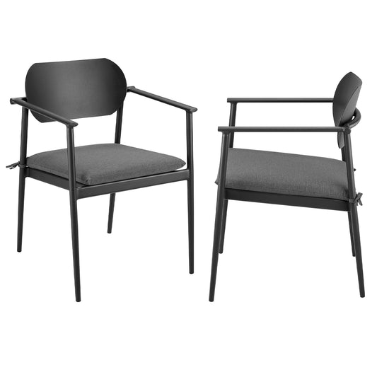 Aeris Stackable Outdoor Patio Aluminum Dining Armchair Set of 2 by Modway