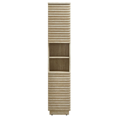 Render Tall Narrow Faux Travertine Linen Storage Cabinet by Modway