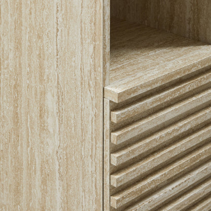 Render Tall Narrow Faux Travertine Linen Storage Cabinet by Modway
