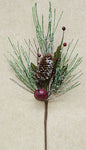 Snowy Pine Bell Pick 12"  (Pack of 4)