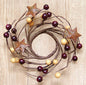 2" Burgundy & Gold Berry Ring w/Stars (Pack of 4)