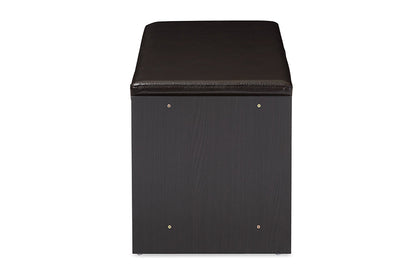 Baxton Studio Clevedon Modern and Contemporary Dark Brown Wood Entryway Storage Cushioned Bench Shoe Rack Cabinet Organizer