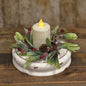 White Distressed Double Candle Plate 7"